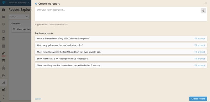 AI Reporting_Create AI Report_feature