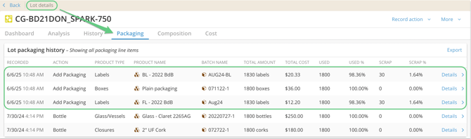 Add Packaging_Packaging tab