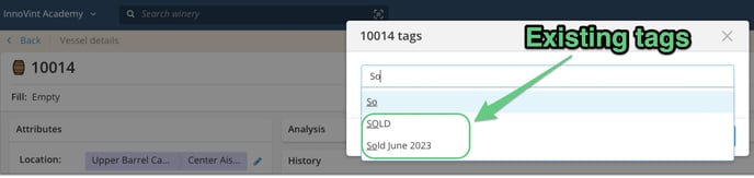 Add,edit,remove tags_add existing