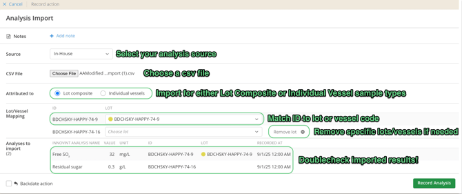Analysis Import - steps