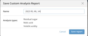 Analysis Reports (by Lot Composite, Individual Vessel or Vineyard Block)-save