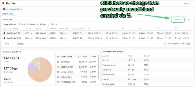 Blend trials - change to volume