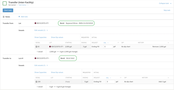 Bond to Bond Transfers (B2B) within your InnoVint Winery-interfacility work order