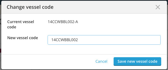 Change or edit vessel details -change code
