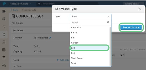 Change or edit vessel details -change type
