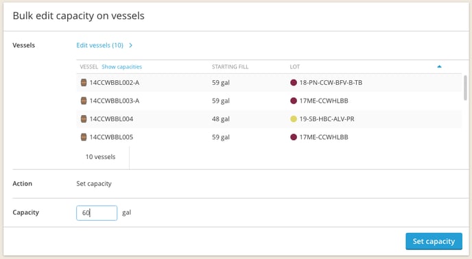 Change or edit vessel details -edit capacity