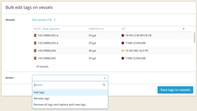Change or edit vessel details -edit tags