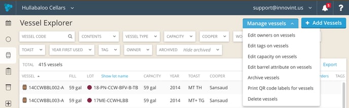 Change or edit vessel details -mult vessel in bulk