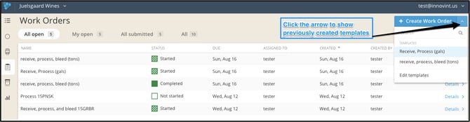 Creating Work Order Templates-previously created