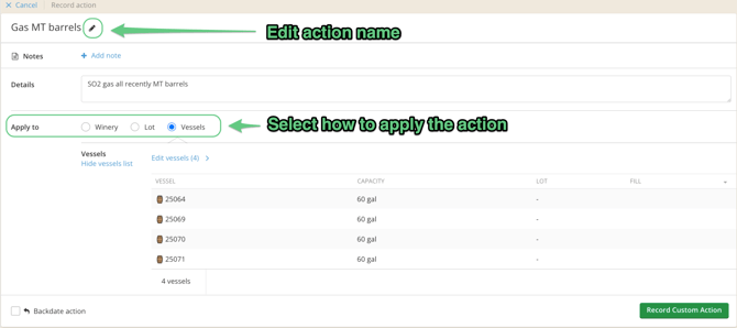 Custom Action_markup