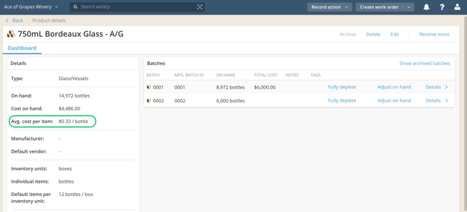 Dry Goods and COGS Reporting-avg cost per item