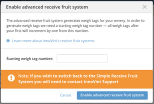 Harvest Settings (Receive Fruit options and Expected Yield)-enable adv
