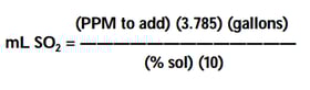How InnoVint is calculating SO2 additions-formula