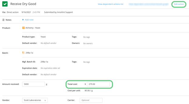 How to Add Dry Goods Cost-edit cost