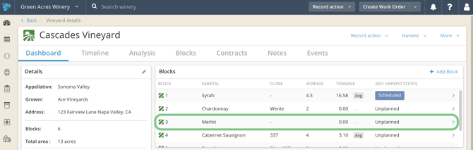 How to Archive a Vineyard or Vineyard Block-indv block