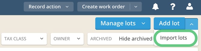 How to Import Lots via .csv File-import action