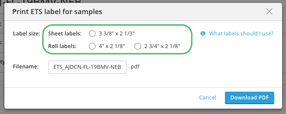 How to Pull ETS Samples for Analysis-label size