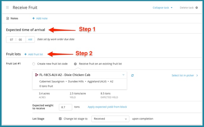 How to Receive Fruit-rcv action