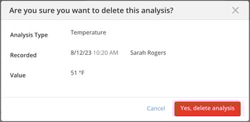 How to Record Analysis via Direct Action or Work Order Task-confirm delete