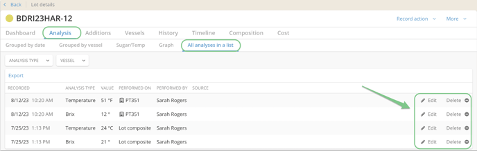 How to Record Analysis via Direct Action or Work Order Task-edit delete