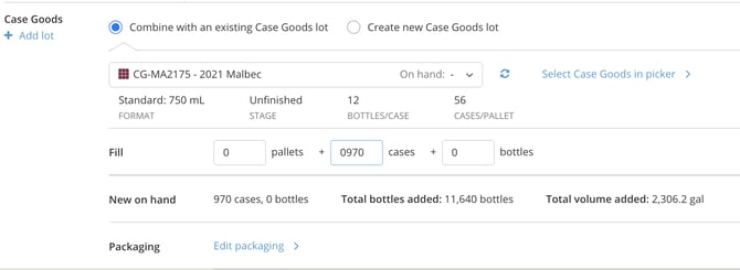 How to Record a Bottling-case goods
