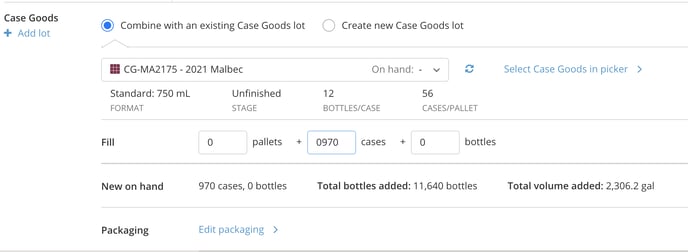 How to Record a Bottling-case goods