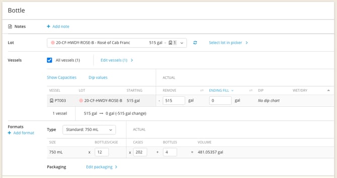 How to Record a Bottling-direct action