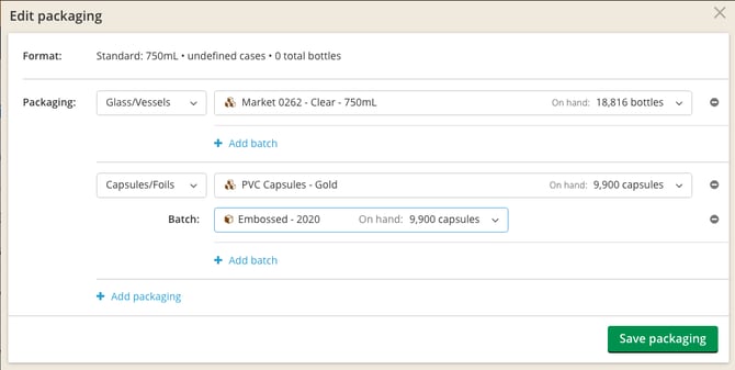 How to Record a Bottling-packaging batch