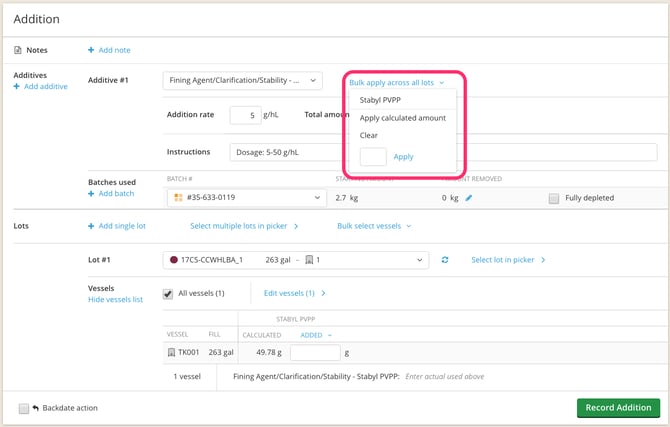 How to Record an Addition-enter amount per