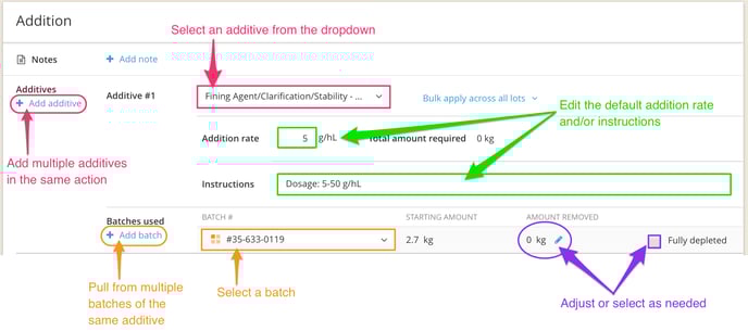 How to Record an Addition-select additive