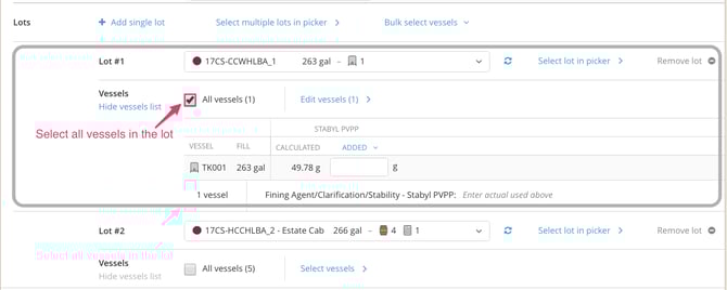 How to Record an Addition-select all vessels