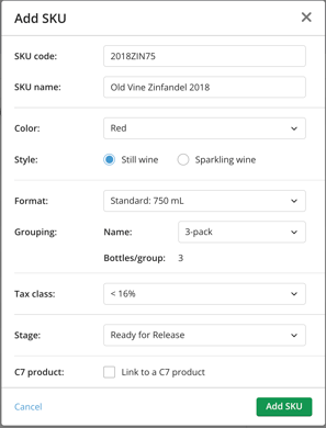 How to add a SKU_SKU modal