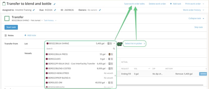 How to edit a work order_edit lot