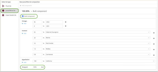 How to enter bulk and unknown lot compositions-bulk comp