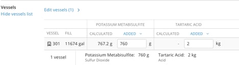How to make Additions-add per vessel