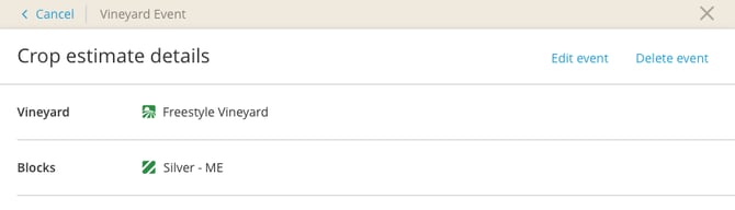 How to record and track vineyard event_edit event tab