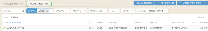 How to track vineyard data in Fruit Lots-explorer