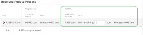 InnoApp How to Process Fruit to Volume & Weight-leave spec amount to process