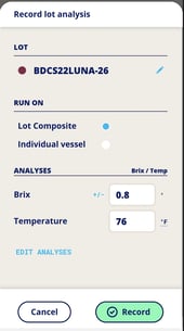 InnoApp How to Record Analysis-input brix and temp