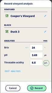InnoApp How to Record Analysis-input vineyard analysis