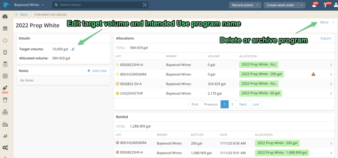 Intended Use - Program details