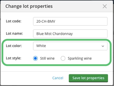 Juice Wine Lot Attributes-color style