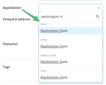 Add Vineyard Sources_Non-grape sources_appellation and source