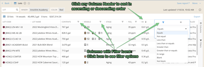 Custom Reports_Sort and filter columns_dynamic filters