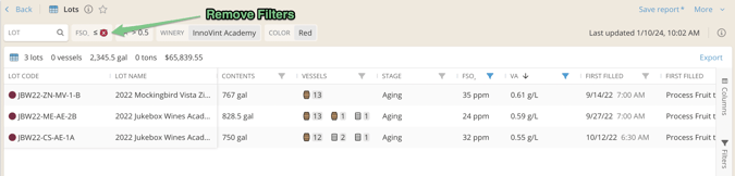 Custom Reports_Sort and filter columns_remove filter