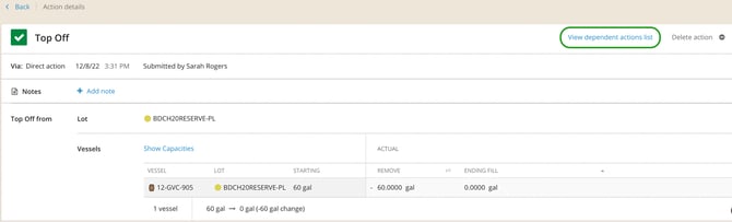 Edit or Delete Actions_Action with no dependencies_view dependent actions list
