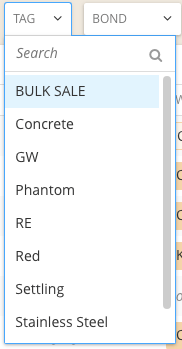 What Tags are used for in InnoVint_Tag filter dropdown