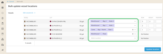 Managing and Using Vessel Locations-dropdown change add