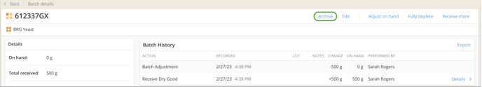 Navigating the Dry Goods Explorer & Details Pages-batch details pg