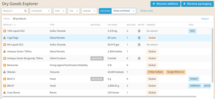 Navigating the Dry Goods Explorer & Details Pages-explorer pg